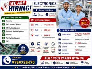 Operator- Soldering Operator- Electronics Manufacturing Company