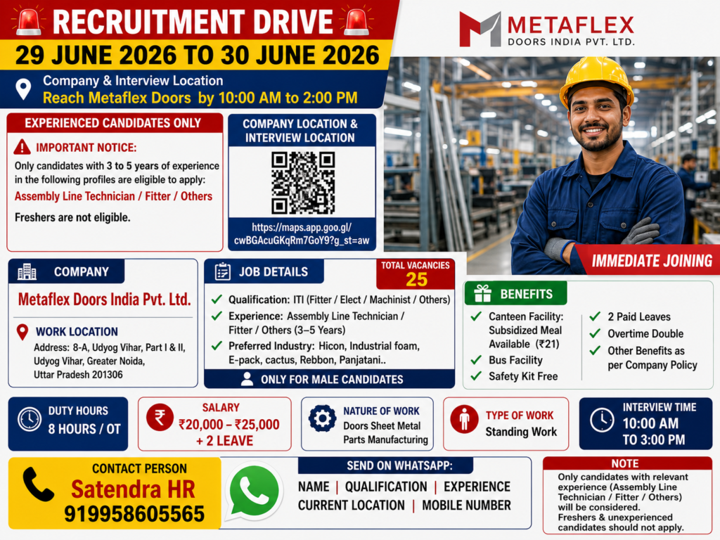 Assembly Line, Technician Fitter, Other relevant technical roles