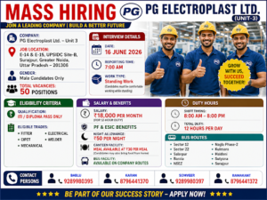Multi Hiring (ITI Trade)- PG ELECTROPLAST LTD. (UNIT-3)