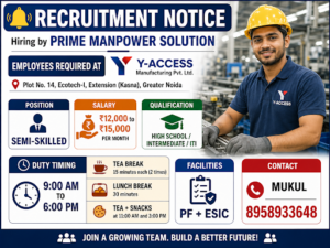 Semi-Skilled-Y-Access Manufacturing Pvt. Ltd.