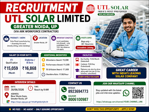 Solar Panel manufacturing — assembly line work-UTL Solar Limited