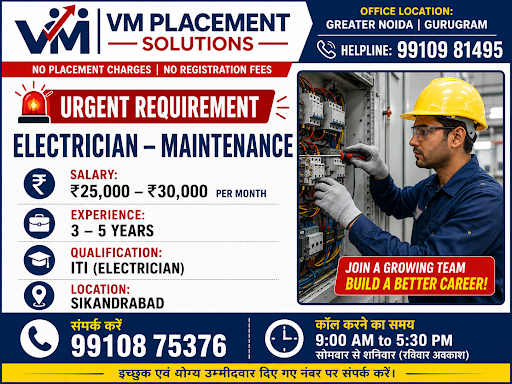 Electrician – Maintenance-VM Placement Solutions